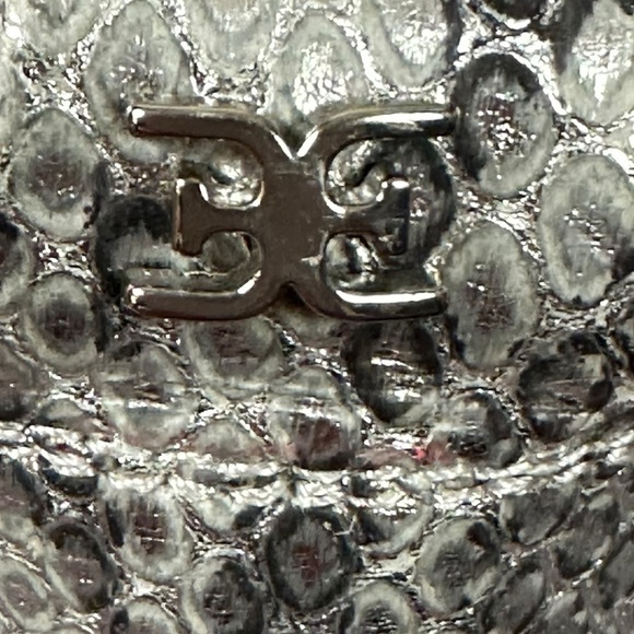 Sam Edelman Snakeskin Yaro Block Heeled Ankle Strap Sandals Silver Pumps 7 - Picture 8 of 15